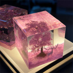 Sakura & Deer Resin Lamp