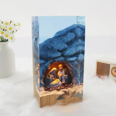 Nativity, jesus, wood carving, stone carving, epoxy resin lamp ( Best Gift 🎁 )