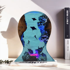 Manta Ray Resin Headset Stand Unique Gaming Accessory & LED Decor