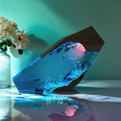 Ocean Divers Resin Wood Lamp Handmade Night Light for Holiday Decor