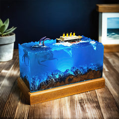 Cuboid Octopus Resin Lamp Mythical Sea Creature Glow Table Light for Desk