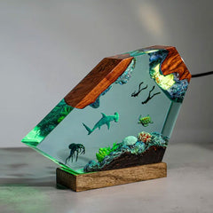 Hammerhead Shark Resin Lamp Oceanic Epoxy Night Light for Bedroom Decor