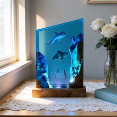 Deep-Sea Resin Wood Lamp Irregular Underwater Trio Night Light for Bedroom Decor