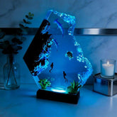 Couple Hammerhead Shark Resin Lamp Artisan Epoxy Wood Night Light Decor