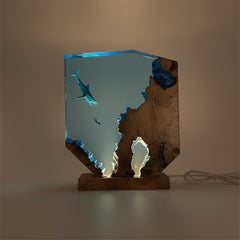 Sharks, divers, wood sculptures, epoxy resin lamp ( Best Gift 🎁 )Promotion🔥
