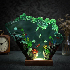 Ocean Theme Epoxy Resin Lamp Handmade Wave Glow for Living Room