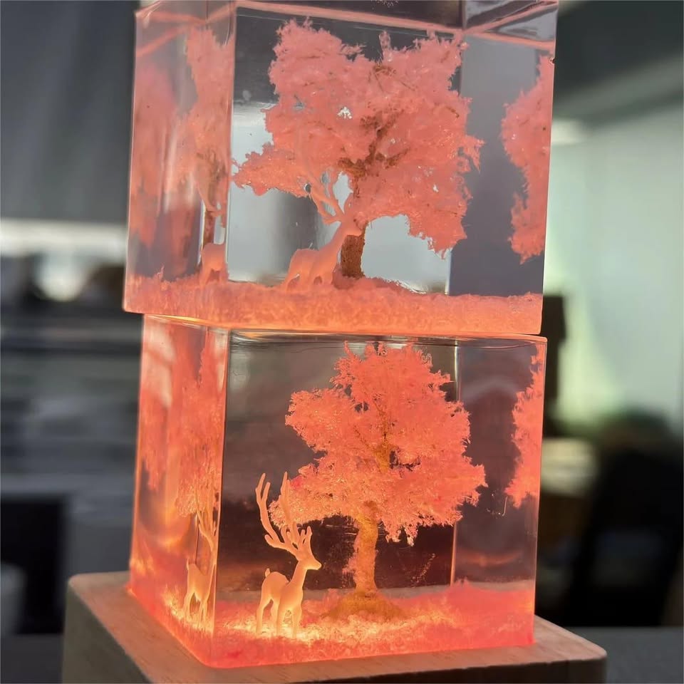 Sakura & Deer Resin Lamp