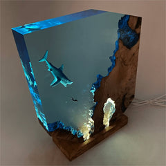Sharks, divers, wood sculptures, epoxy resin lamp （ Best Gift 🎁 ）Promotion🔥