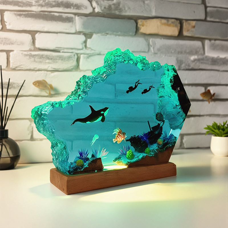 Orca & Turtle Ocean Resin Lamp Christmas-Themed Night Light for Home Decor