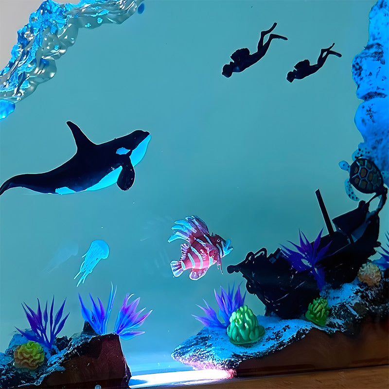 Orca & Turtle Ocean Resin Lamp Christmas-Themed Night Light for Home Decor