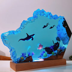 Orca & Turtle Ocean Resin Lamp Christmas-Themed Night Light for Home Decor