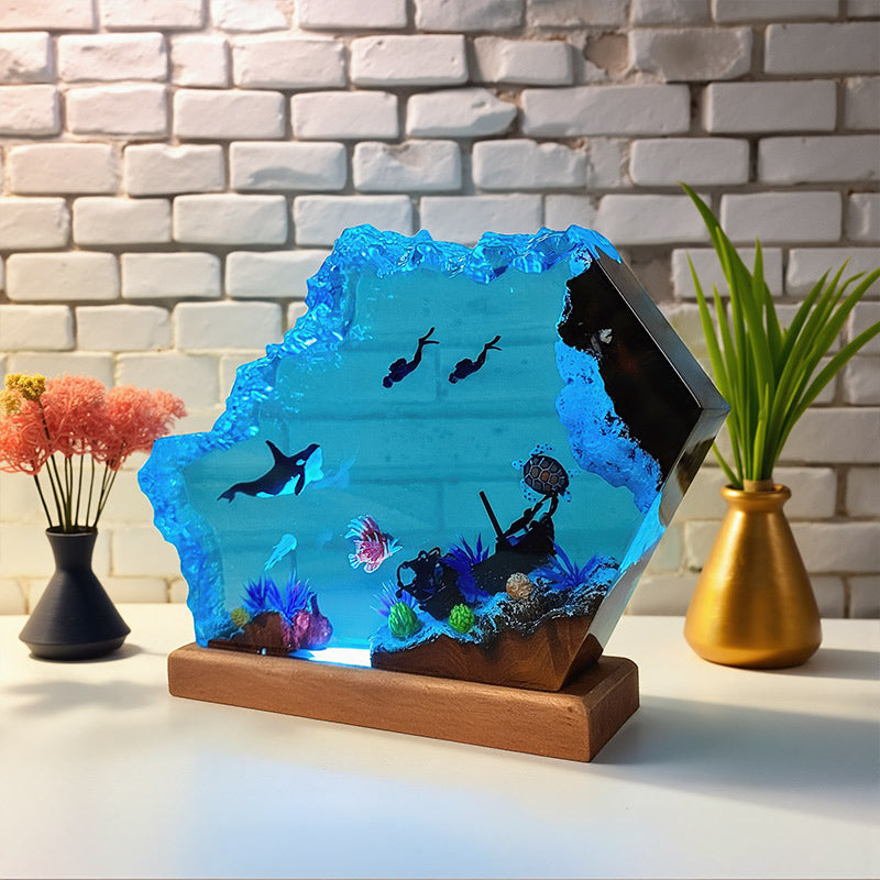 Orca & Turtle Ocean Resin Lamp Christmas-Themed Night Light for Home Decor