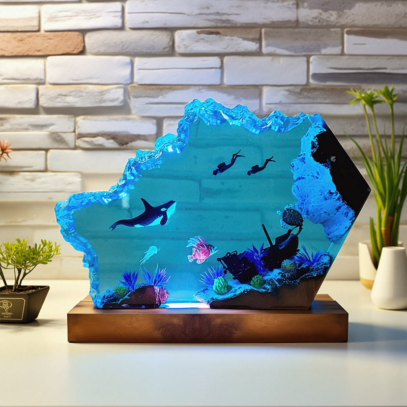 Orca & Turtle Ocean Resin Lamp Christmas-Themed Night Light for Home Decor