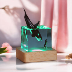 Shark & Diver Resin Wood Lamp Epoxy Night Light for Marine Decor