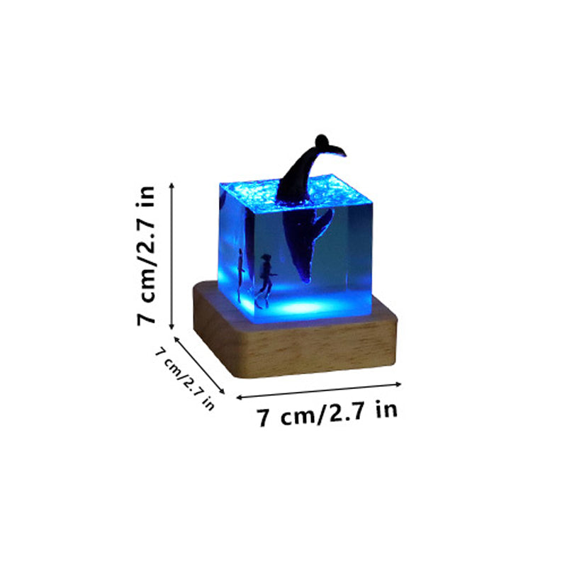 Shark & Diver Resin Wood Lamp Epoxy Night Light for Marine Decor