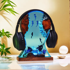 Hammerhead Shark Resin Headphone Stand Underwater-Themed Night Lamp