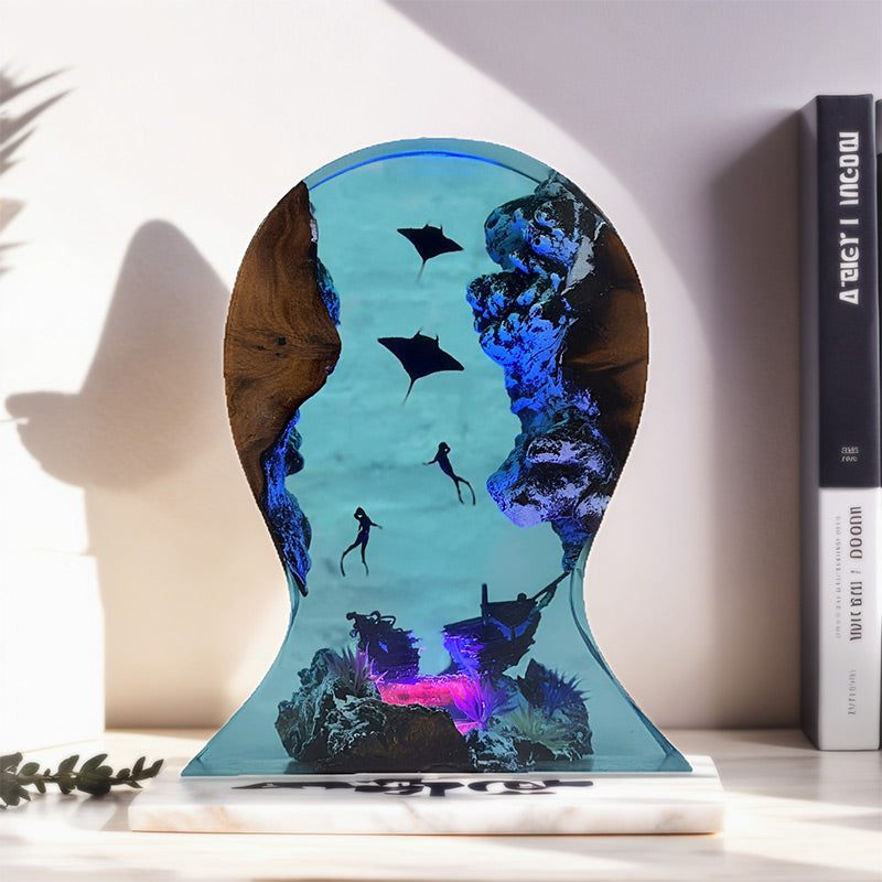 Manta Ray Resin Headset Stand Unique Gaming Accessory & LED Decor