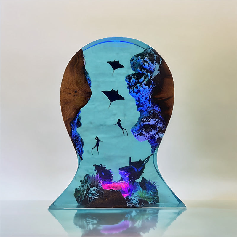 Manta Ray Resin Headset Stand Unique Gaming Accessory & LED Decor