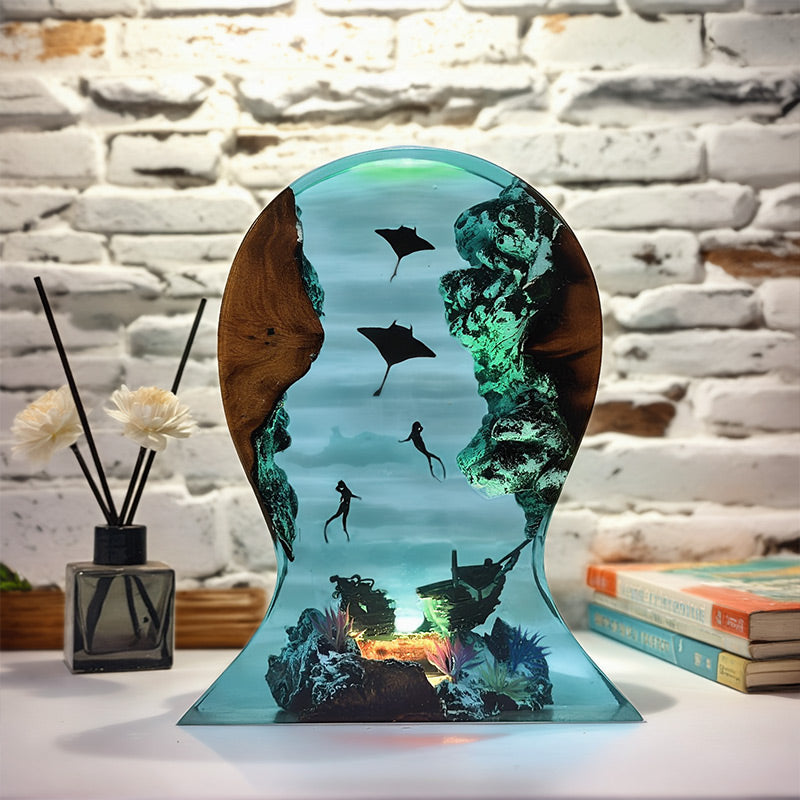 Manta Ray Resin Headset Stand Unique Gaming Accessory & LED Decor