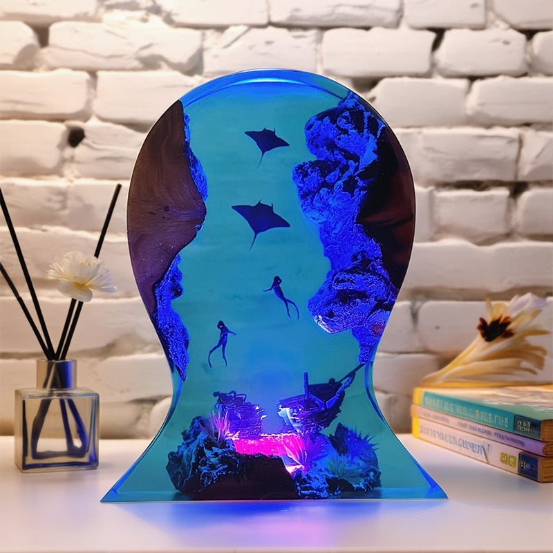 Manta Ray Resin Headset Stand Unique Gaming Accessory & LED Decor