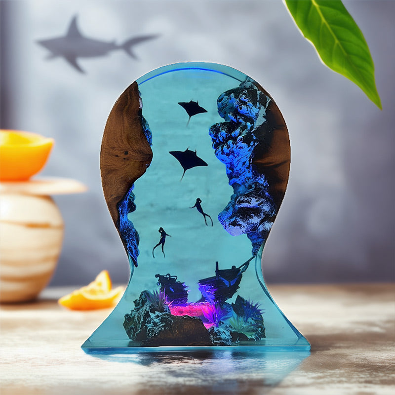 Manta Ray Resin Headset Stand Unique Gaming Accessory & LED Decor