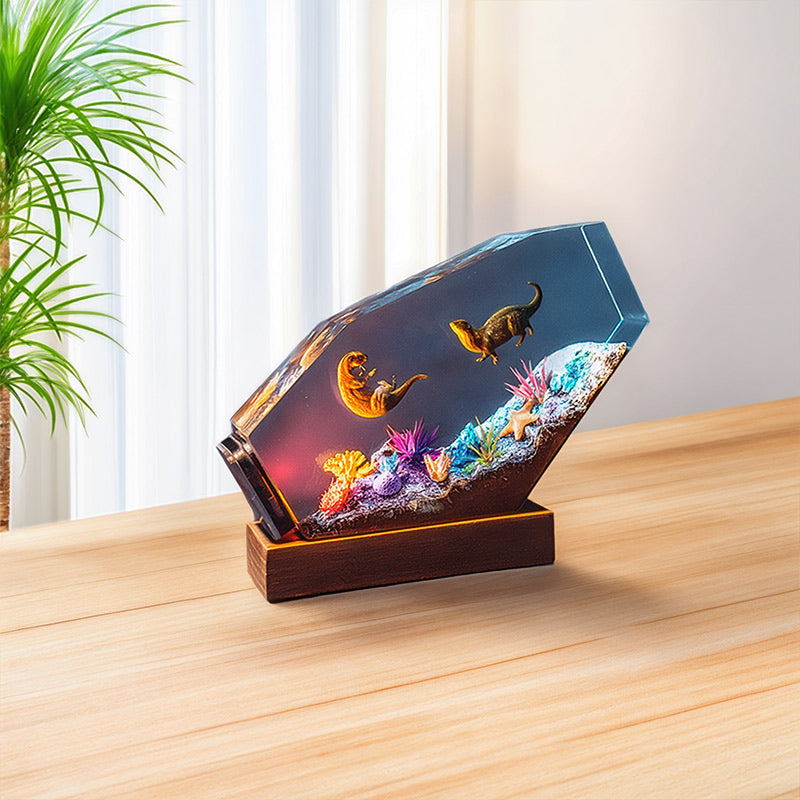 Otter-Inspired Resin Lamp Marine Life Handmade Night Light for Desk Decor