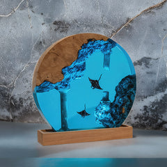 Manta Ray Round Resin Lamp Ocean Glow Night Light for Living Room