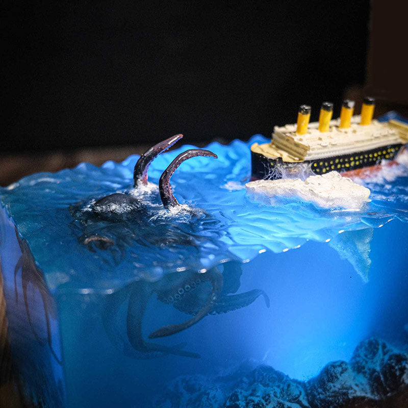Cuboid Octopus Resin Lamp Mythical Sea Creature Glow Table Light for Desk