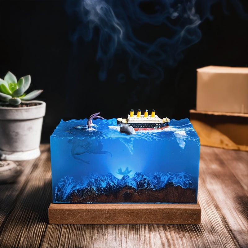 Cuboid Octopus Resin Lamp Mythical Sea Creature Glow Table Light for Desk