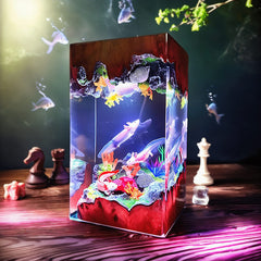 Axolotl Resin Lamp Cuboid Fantasy Night Light for Desk Decor