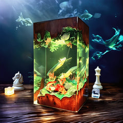 Axolotl Resin Lamp Cuboid Fantasy Night Light for Desk Decor