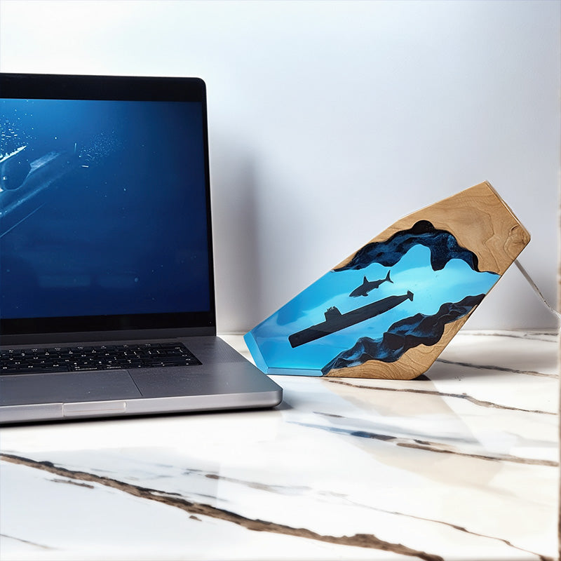 Shark & Submarine Resin Lamp Unique Irregular Night Light for Boys’ Room