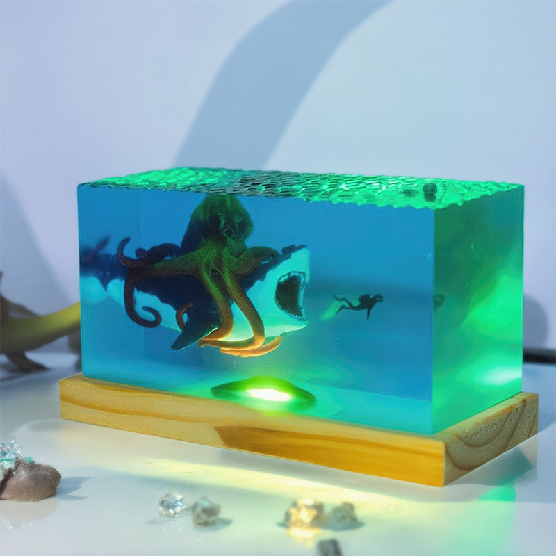 Predator Shark Resin Lamp Captivating Epoxy Glow for Office Decor