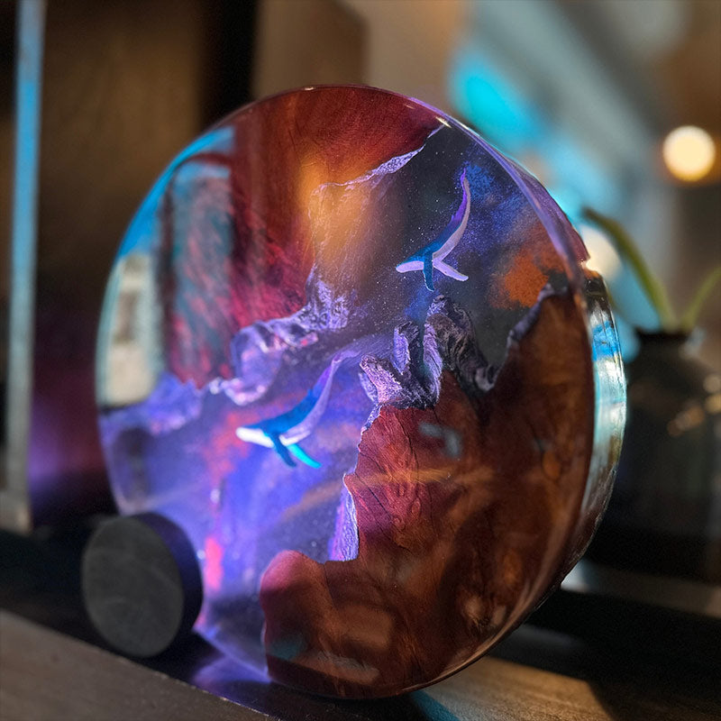 Shark & Submarine Resin Lamp Irregular Ocean-Themed Night Light for Kids Room