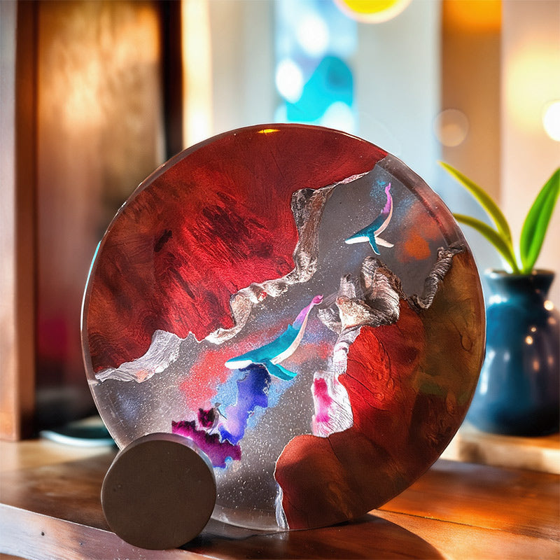 Shark & Submarine Resin Lamp Irregular Ocean-Themed Night Light for Kids Room