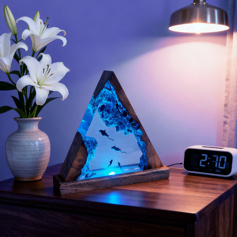 Stingray Resin Night Lamp Handmade Ocean Diver Design for Bedside Decor