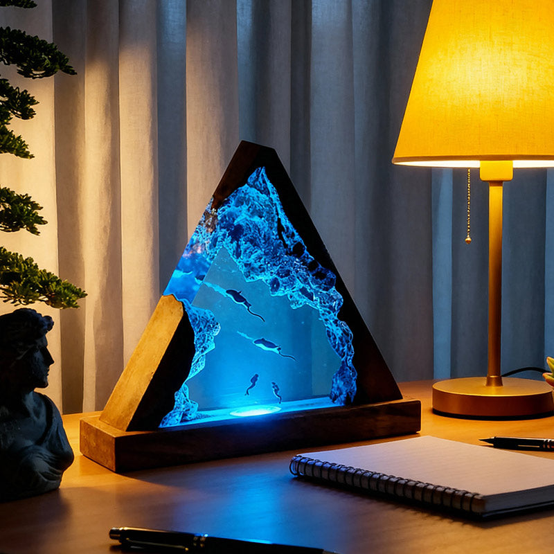 Stingray Resin Night Lamp Handmade Ocean Diver Design for Bedside Decor