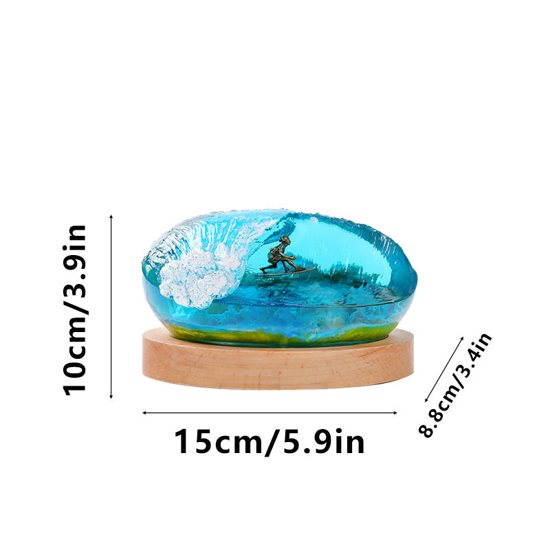 Ocean Surfing Resin Night Light Handmade LED Lamp for Coastal Bedroom Decor