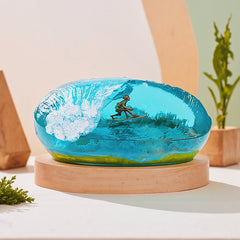 Ocean Surfing Resin Night Light Handmade LED Lamp for Coastal Bedroom Decor