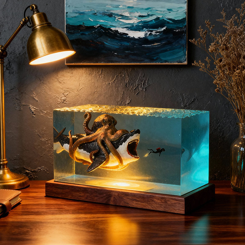 Predator Shark Resin Lamp Captivating Epoxy Glow for Office Decor