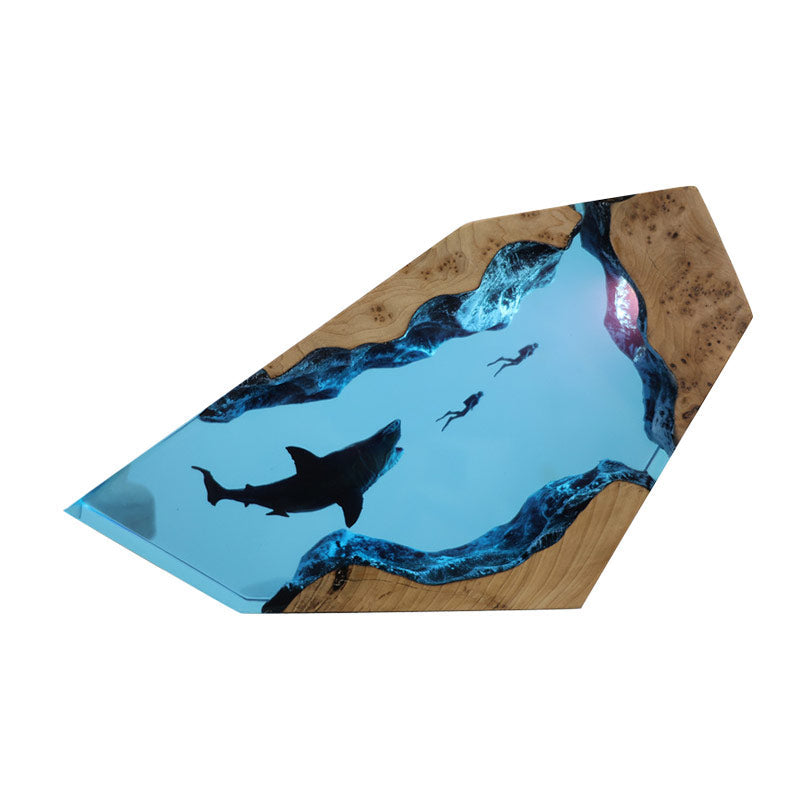 Megalodon & Mosasaurus Resin Lamp Unique Gift for Diver Lovers