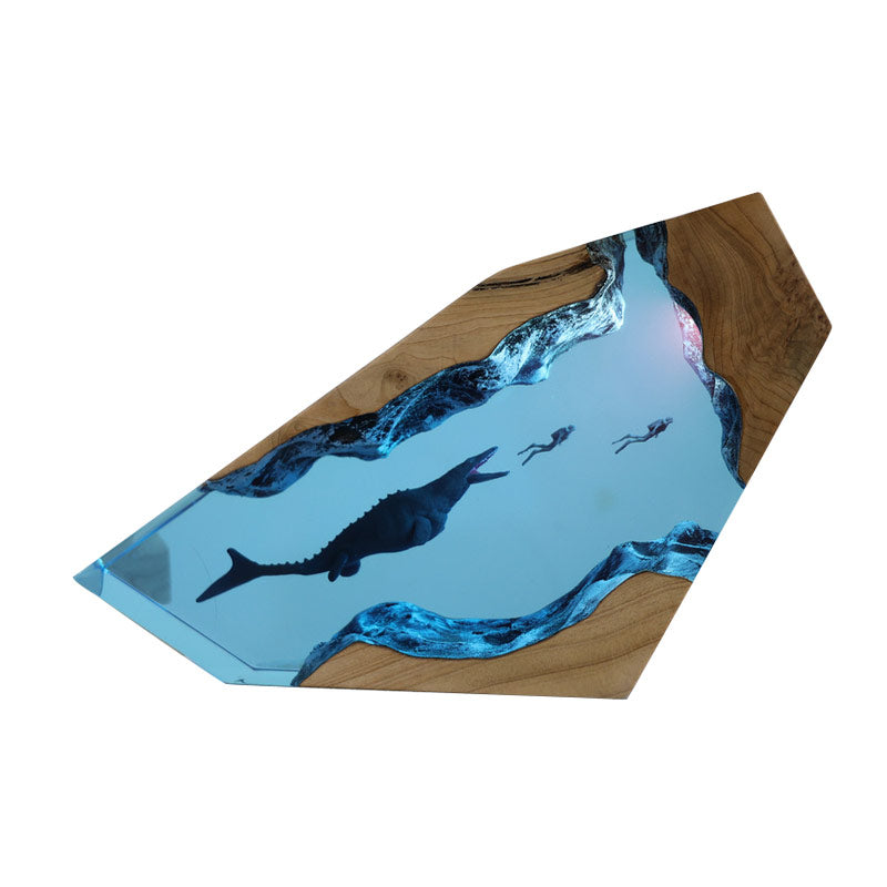 Megalodon & Mosasaurus Resin Lamp Unique Gift for Diver Lovers