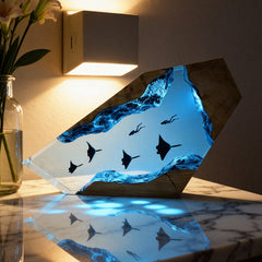 Megalodon & Mosasaurus Resin Lamp Unique Gift for Diver Lovers