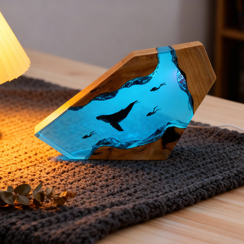 Megalodon & Mosasaurus Resin Lamp Unique Gift for Diver Lovers