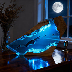 Megalodon & Mosasaurus Resin Lamp Unique Gift for Diver Lovers