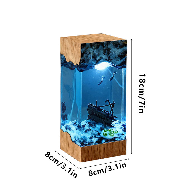 Marine-Themed Resin Lamp with Shipwreck Night Light for Home Decor