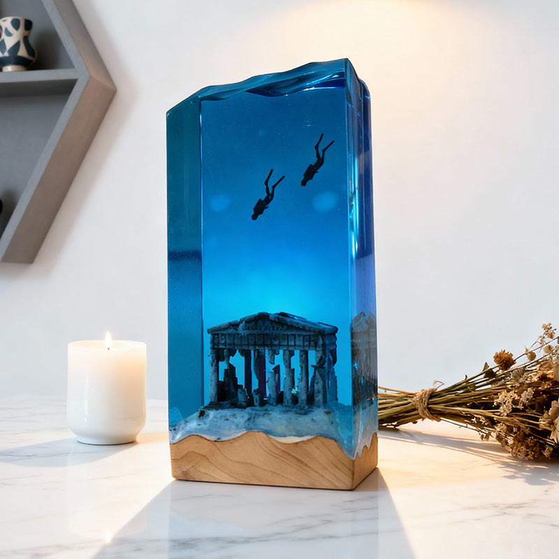 Diver Ocean Resin Lamp Handmade Nautical Night Light for Home Decor