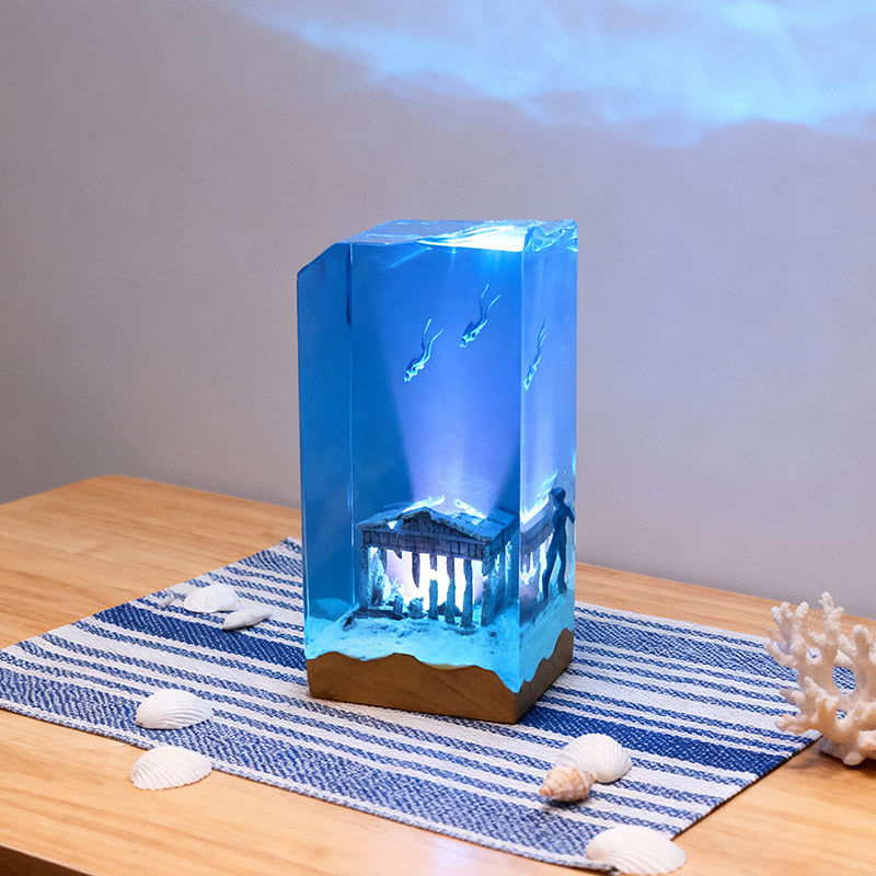 Diver Ocean Resin Lamp Handmade Nautical Night Light for Home Decor