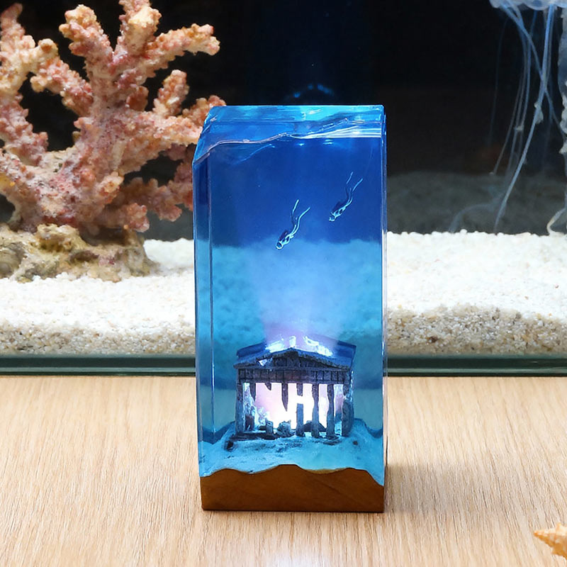 Diver Ocean Resin Lamp Handmade Nautical Night Light for Home Decor