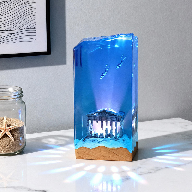 Diver Ocean Resin Lamp Handmade Nautical Night Light for Home Decor
